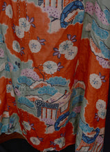 Vintage 1930s Orange Printed Silk Dress