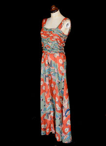 Vintage 1930s Orange Printed Silk Dress