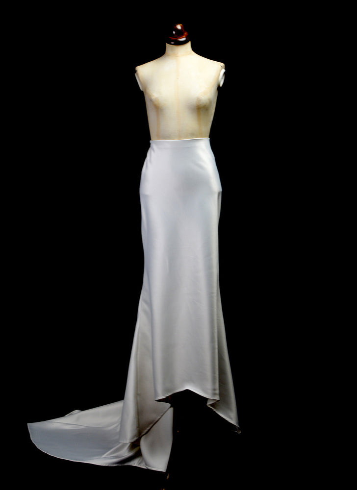 Bespoke Silk Satin Bias Cut Bridal Skirt with Train
