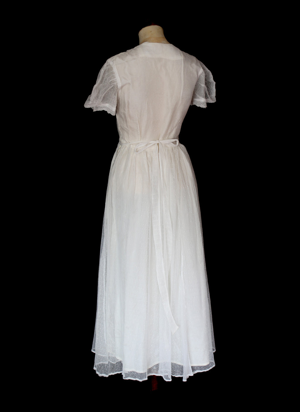 Vintage 1930s Ivory Pointe D'esprit Tulle Dress