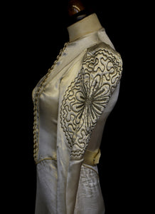 Vintage 1930s Embroidered Satin Wedding Dress