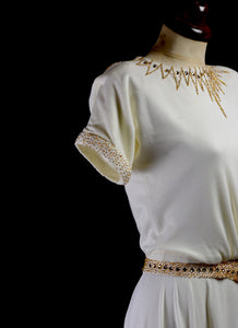 1940 - Beaded Crepe Jersey Dress - S/M (sample)