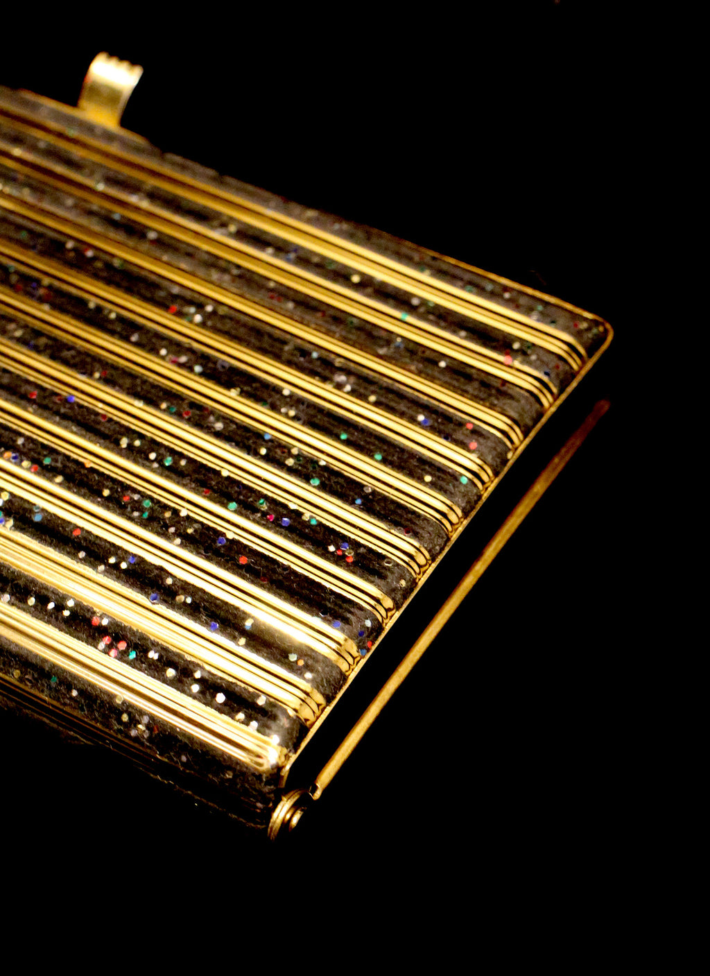 Vintage 1950s Gold Stripe Clutch Bag