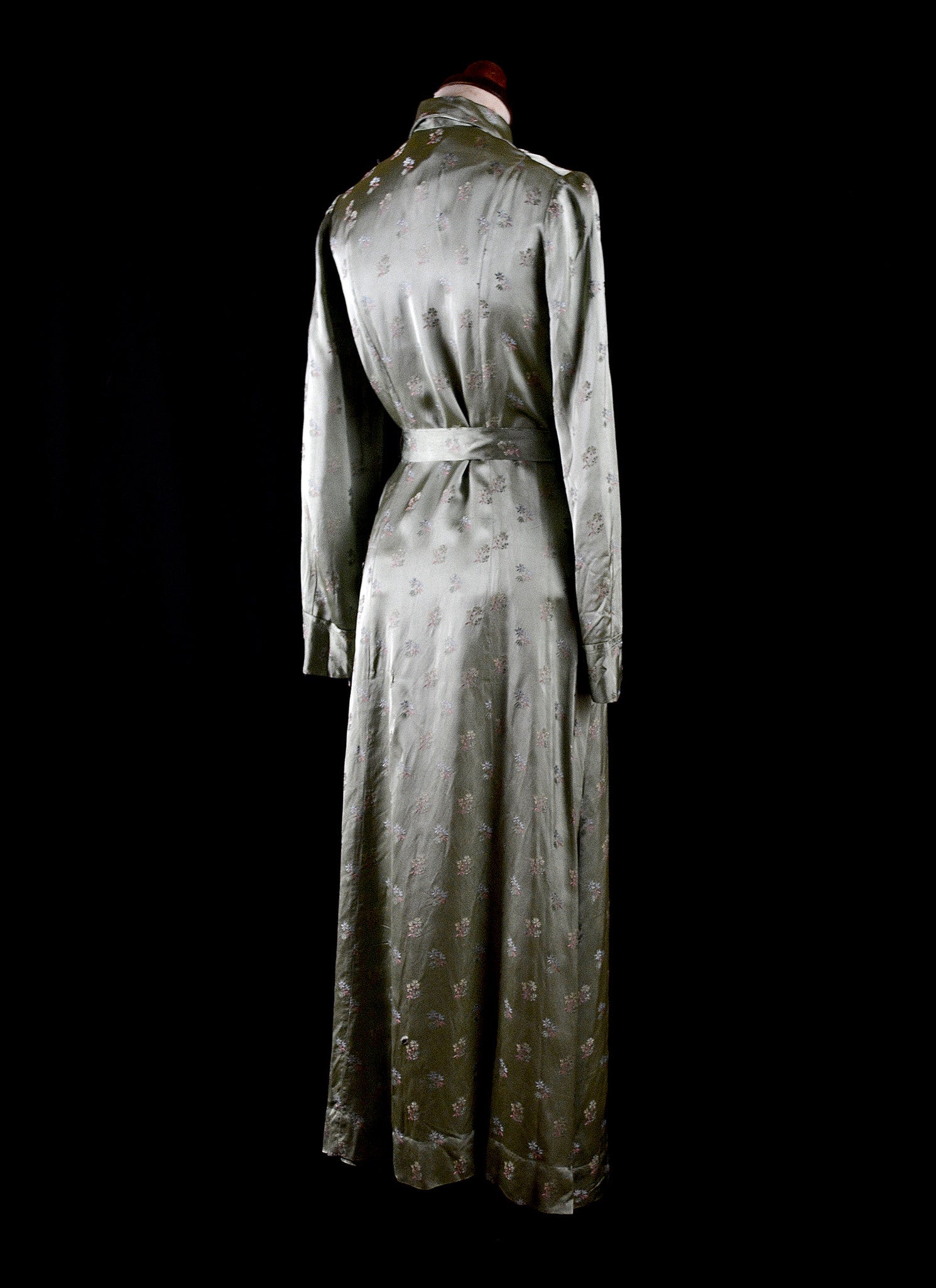 Vintage 1940s Green Satin House Coat
