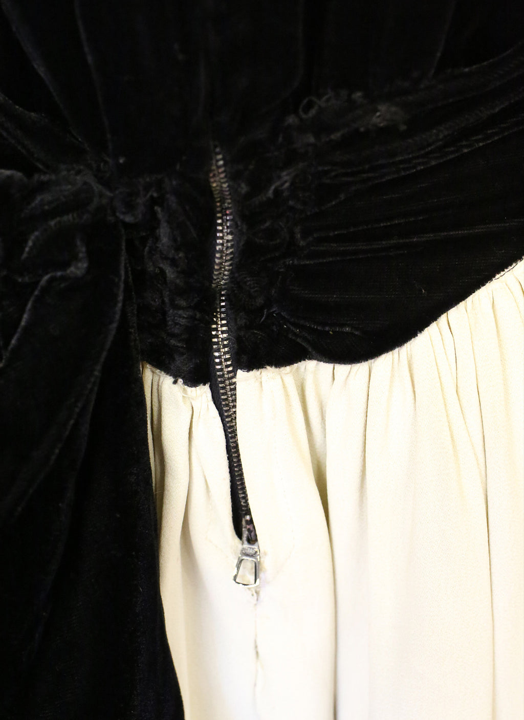 RESERVED Vintage 1940s Monochrome Velvet Crepe Dress