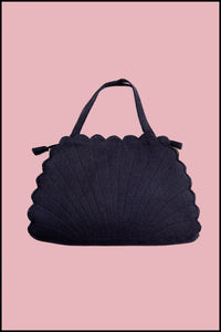 Vintage 1940s Black Wool Felt Hand Bag