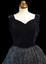Vintage 1950s Black Velvet Lace Cocktail Dress