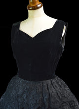 Vintage 1950s Black Velvet Lace Cocktail Dress