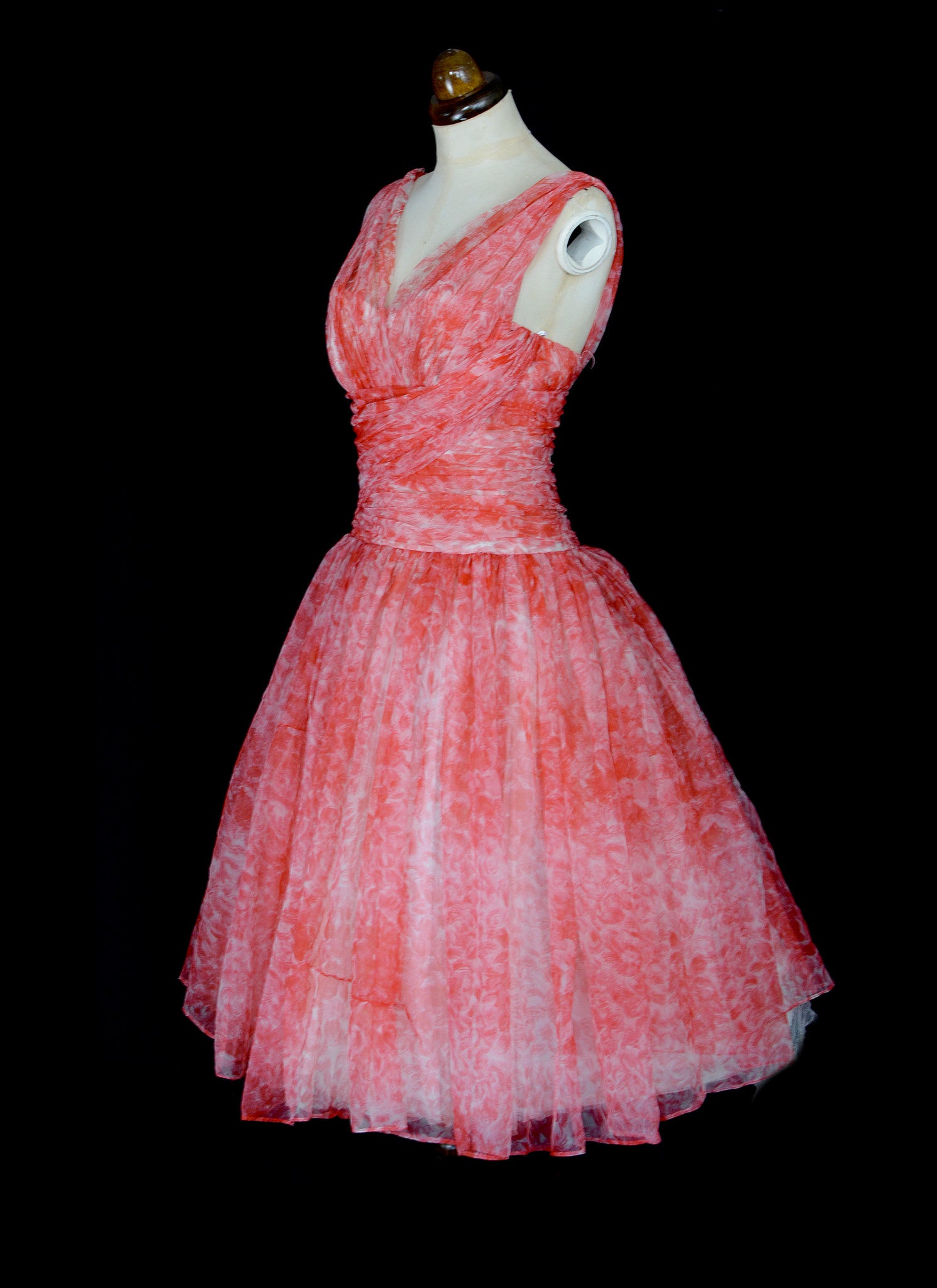 Vintage 1950s Coral Pink Prom Dress