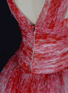 Vintage 1950s Coral Pink Prom Dress
