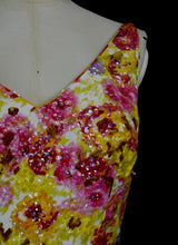 Vintage 1950s Floral Pink Sequin Wiggle Dress