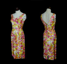 Vintage 1950s Floral Pink Sequin Wiggle Dress
