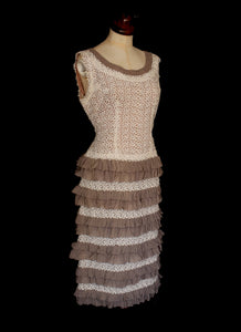 Vintage 1950s Lace Chiffon Flapper Dress