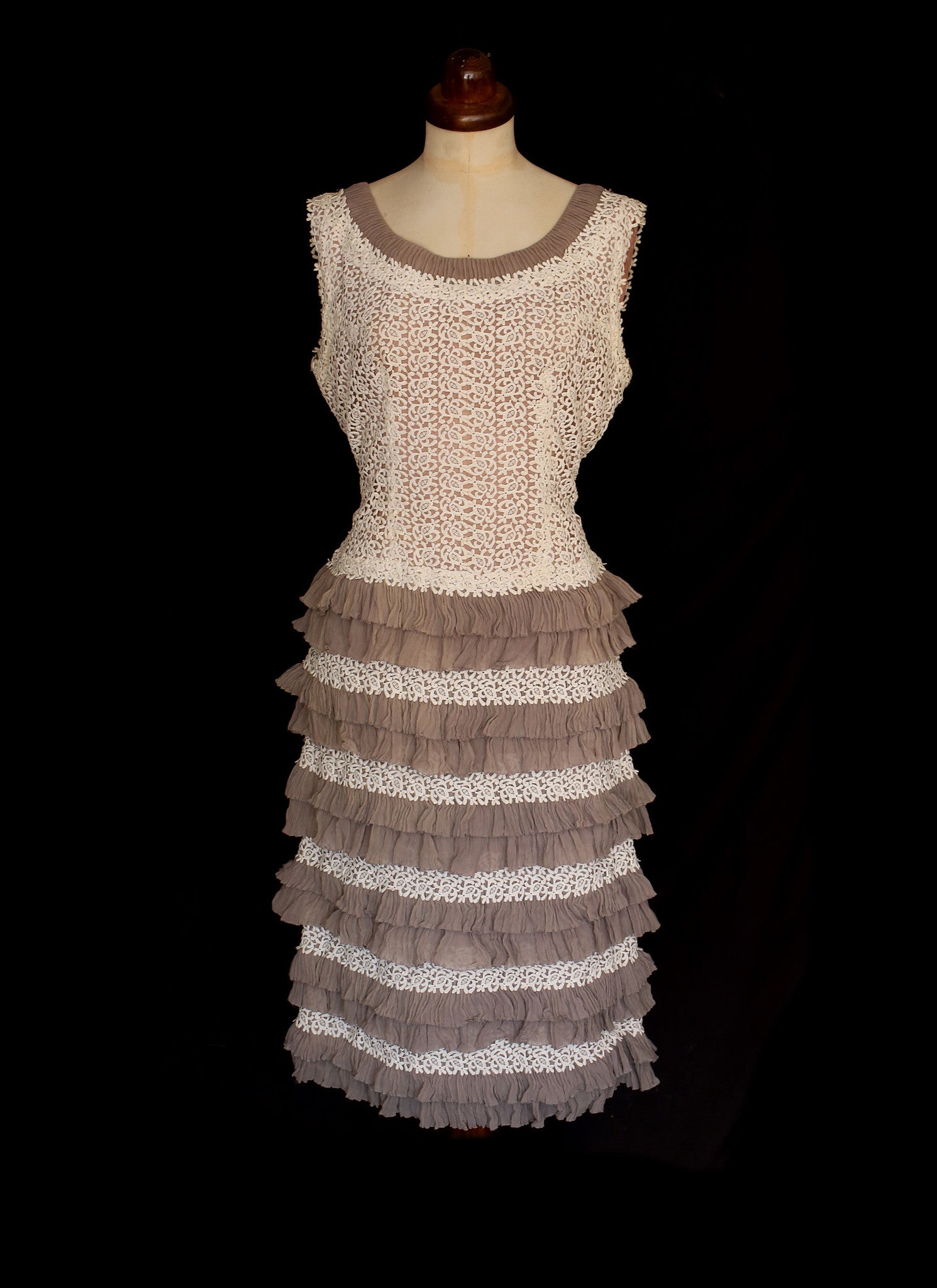 Vintage 1950s Lace Chiffon Flapper Dress