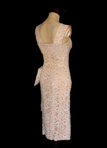Vintage 1950s Pink Lace Cocktail Dress