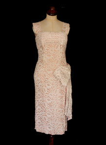 Vintage 1950s Pink Lace Cocktail Dress