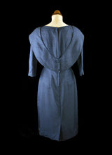 Vintage 1950s Dark Blue Wiggle Dress