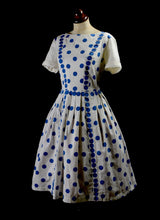 Vintage 1950s Blue Polkadot Dress