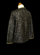Vintage 1950s Black Gold Sequin Cardigan