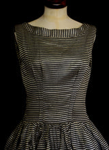 Vintage 1950s Stripe Brocade Dress