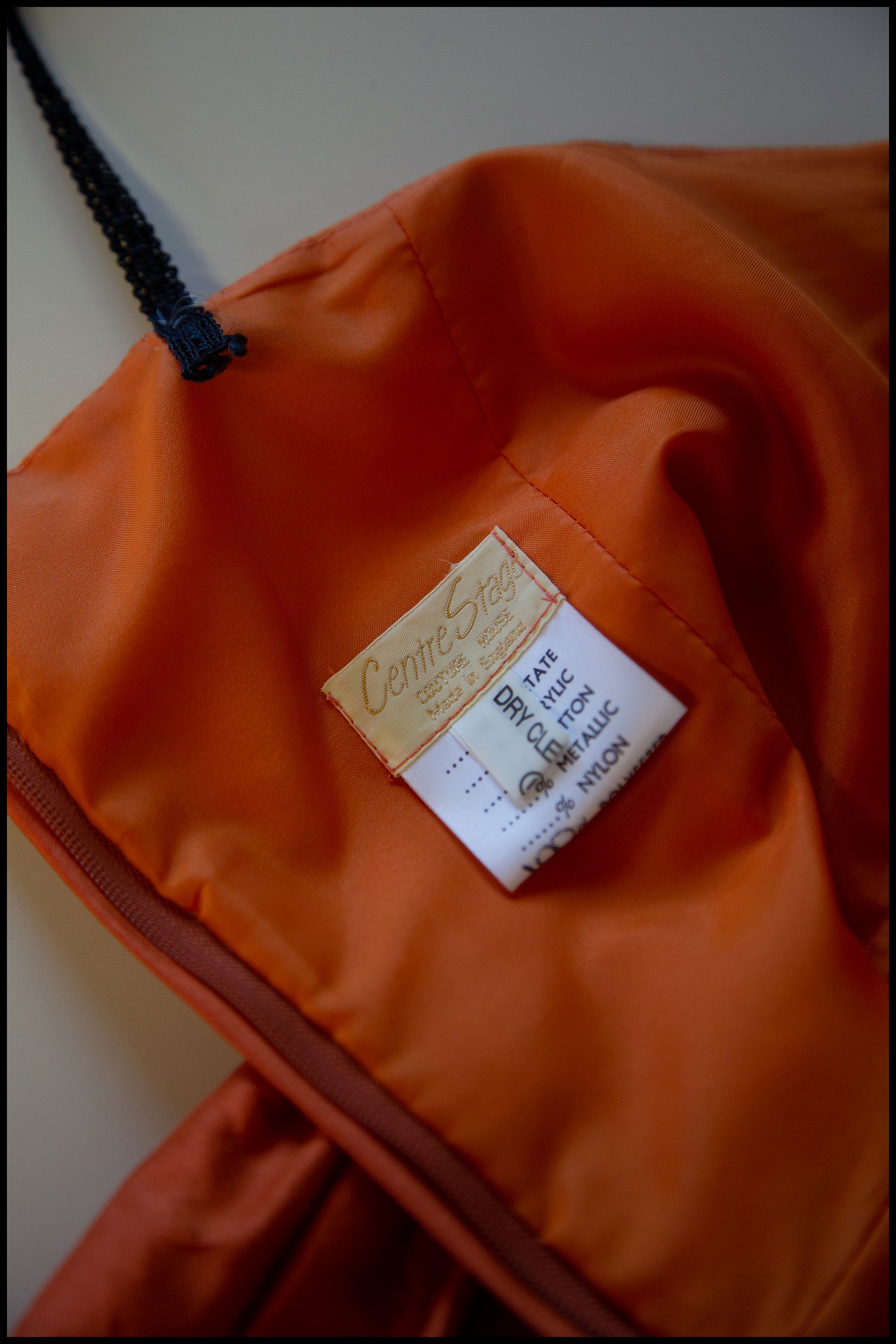 Vintage 1980s Orange Silk Full Skirt Dress M