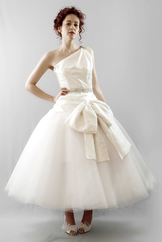 - Silk and Tulle Asymmetric Ballerina Gown – ALEXANDRAKING