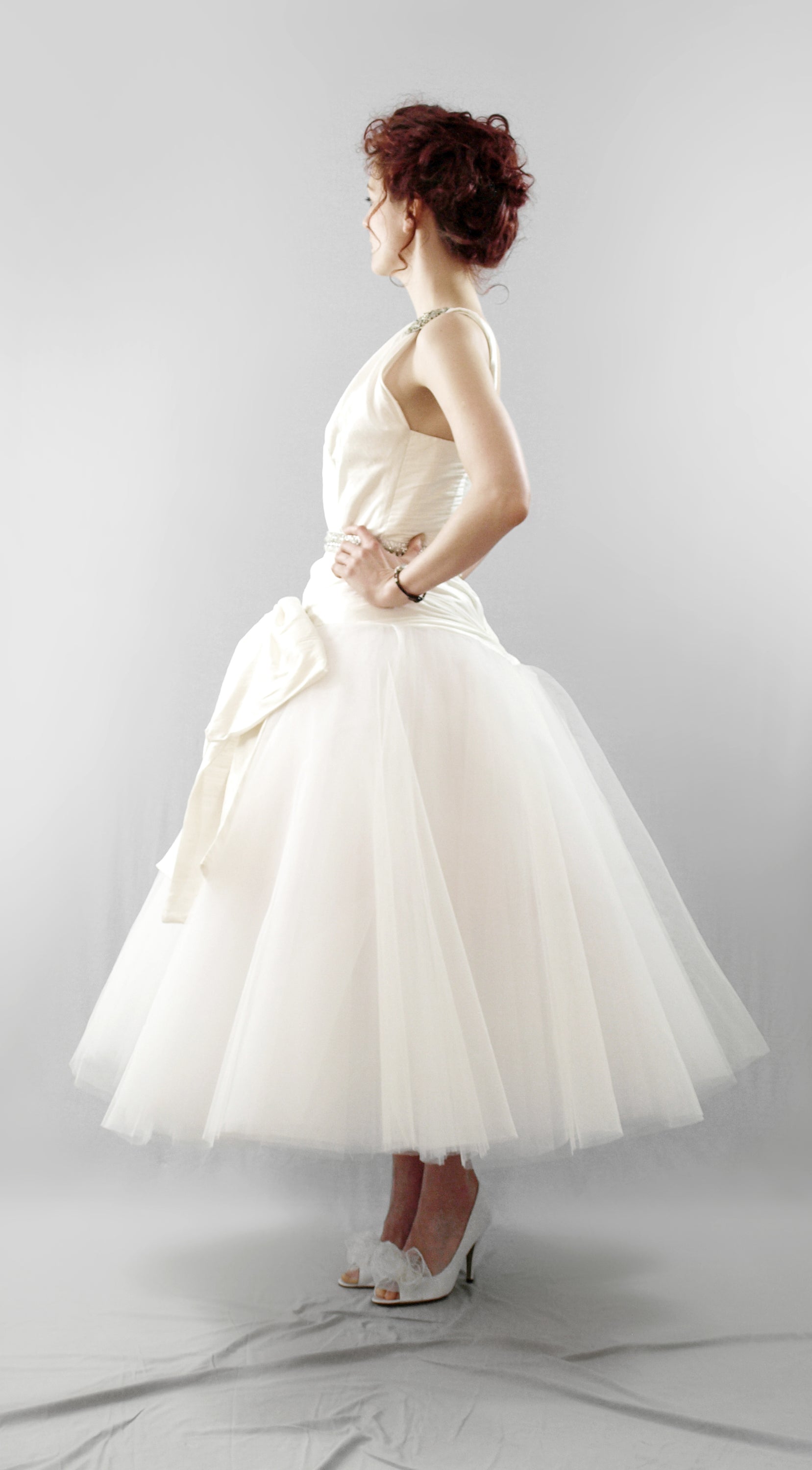 Astor Silk and Tulle Asymmetric Ballerina Gown