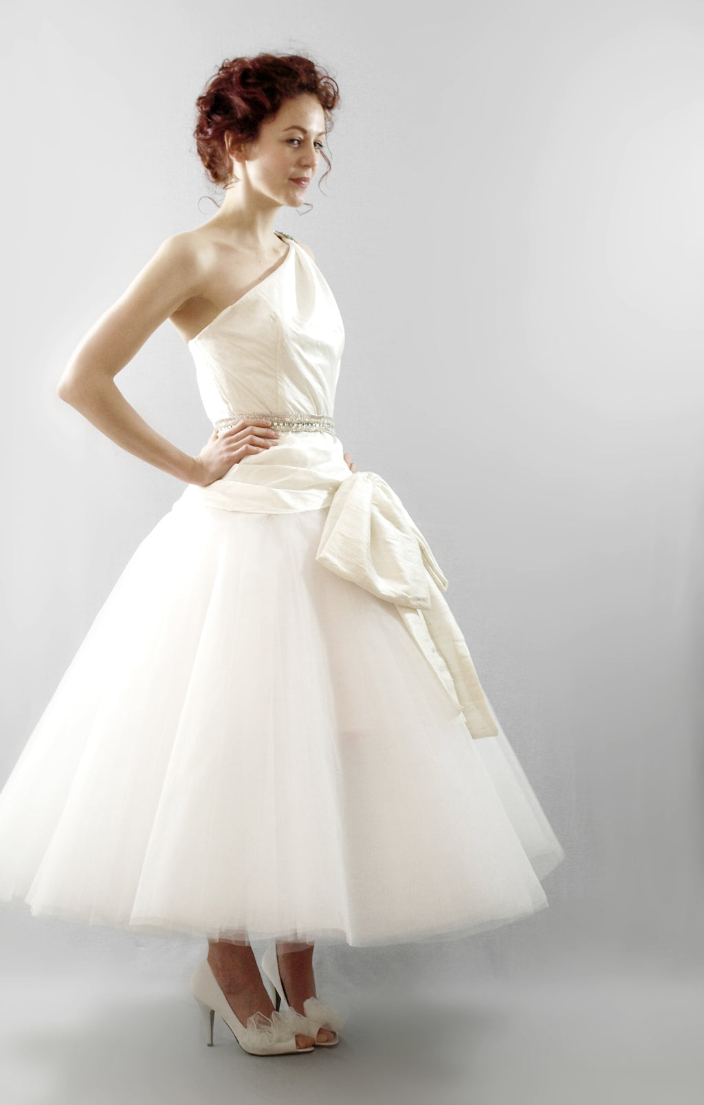 Astor - Silk and Tulle Asymmetric Ballerina Gown