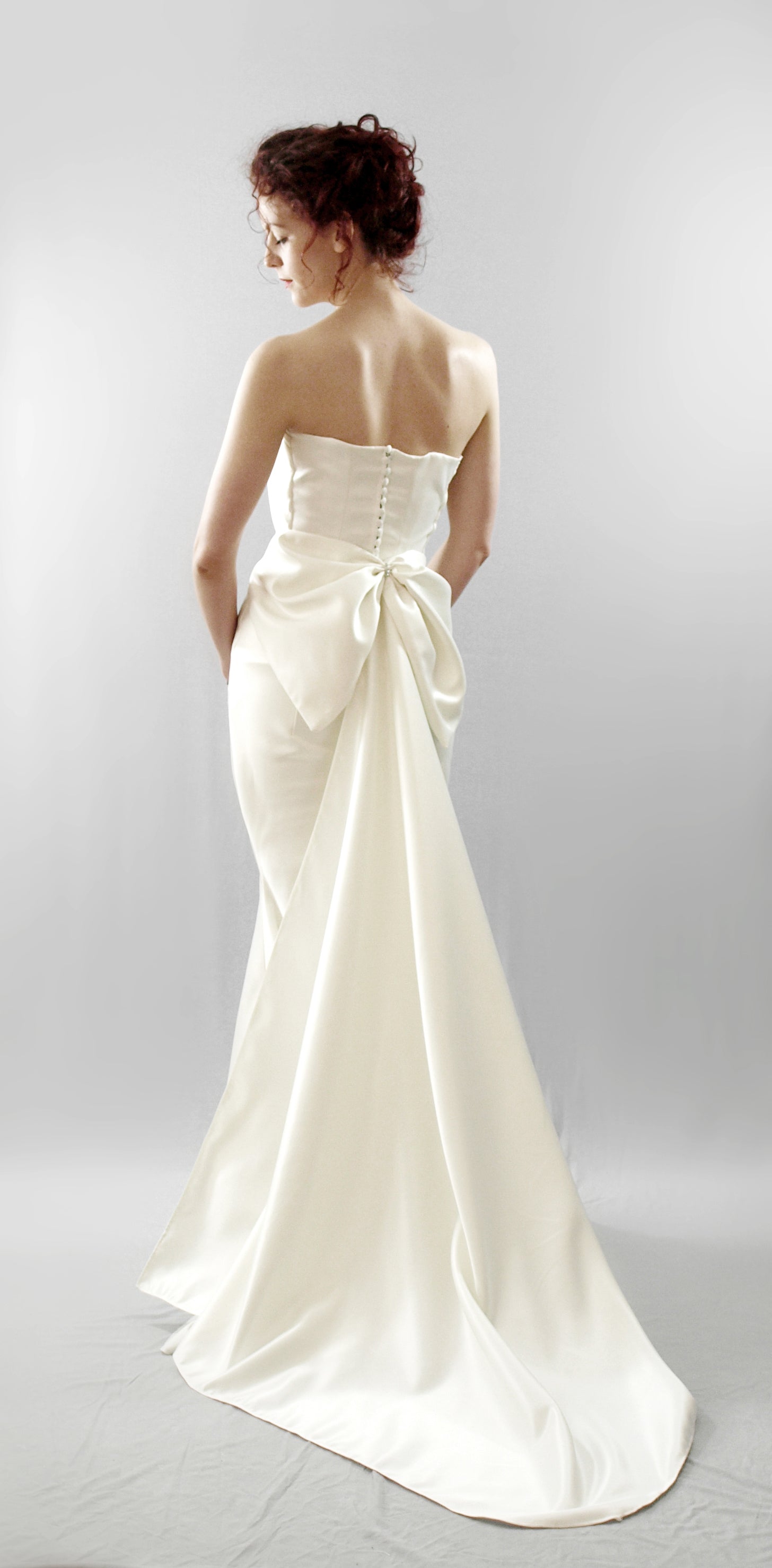 Swanson - Silk Satin Bow Back Hourglass Gown