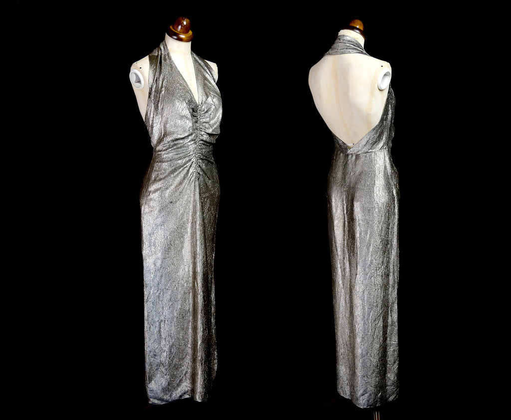 Vintage 1930s Gold Lame Hollywood Dress