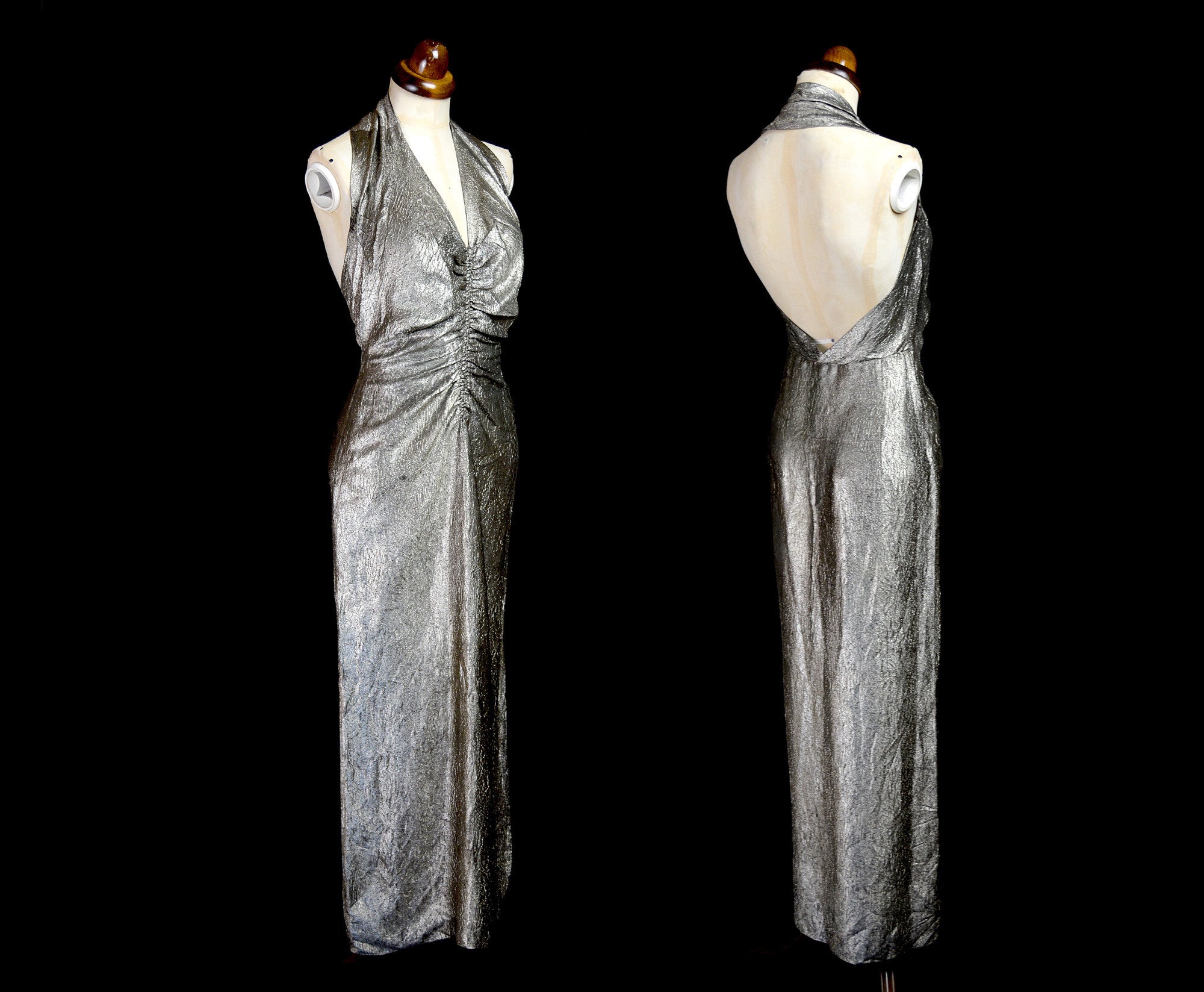 Vintage 1930s Gold Lame Hollywood Dress