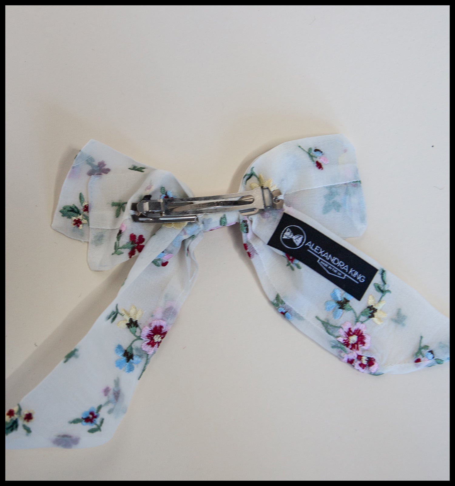 Primrose Embroidered Silk Hair Bow