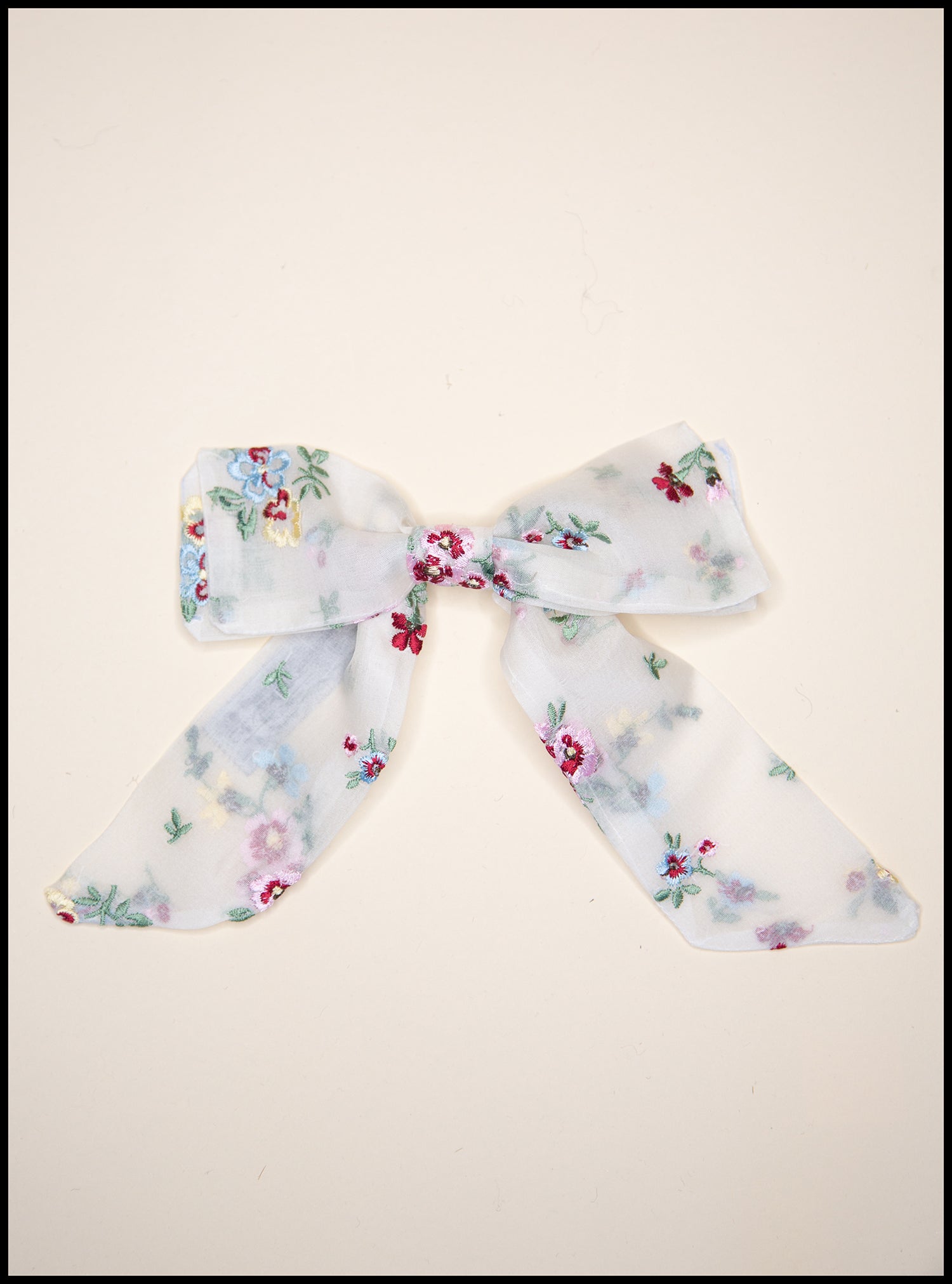 Primrose Embroidered Silk Hair Bow