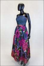 Vintage 1950s Floral Taffeta Gown
