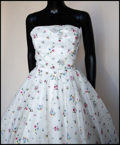 Spring Rose - Ivory Floral Embroidered Silk Dress