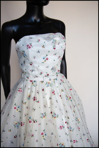 Spring Rose - Ivory Floral Embroidered Silk Dress