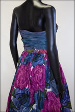 Vintage 1950s Floral Taffeta Gown