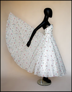 Spring Rose - Ivory Floral Embroidered Silk Dress