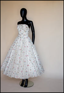 Spring Rose - Ivory Floral Embroidered Silk Dress