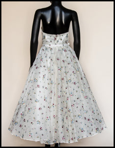 Spring Rose - Ivory Floral Embroidered Silk Dress
