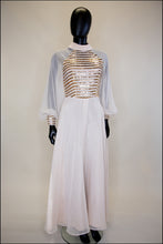 Vintage 1970s Oyster Sequin Chiffon Gown