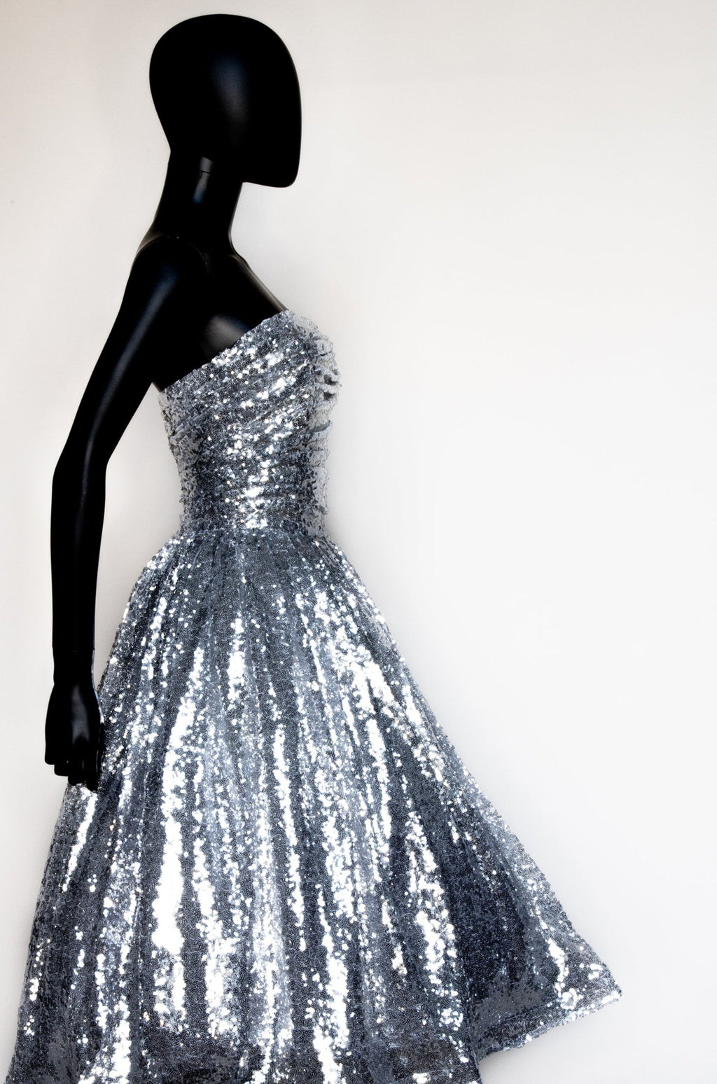 carnivale silver sequin midi dress designed by Alexandra King