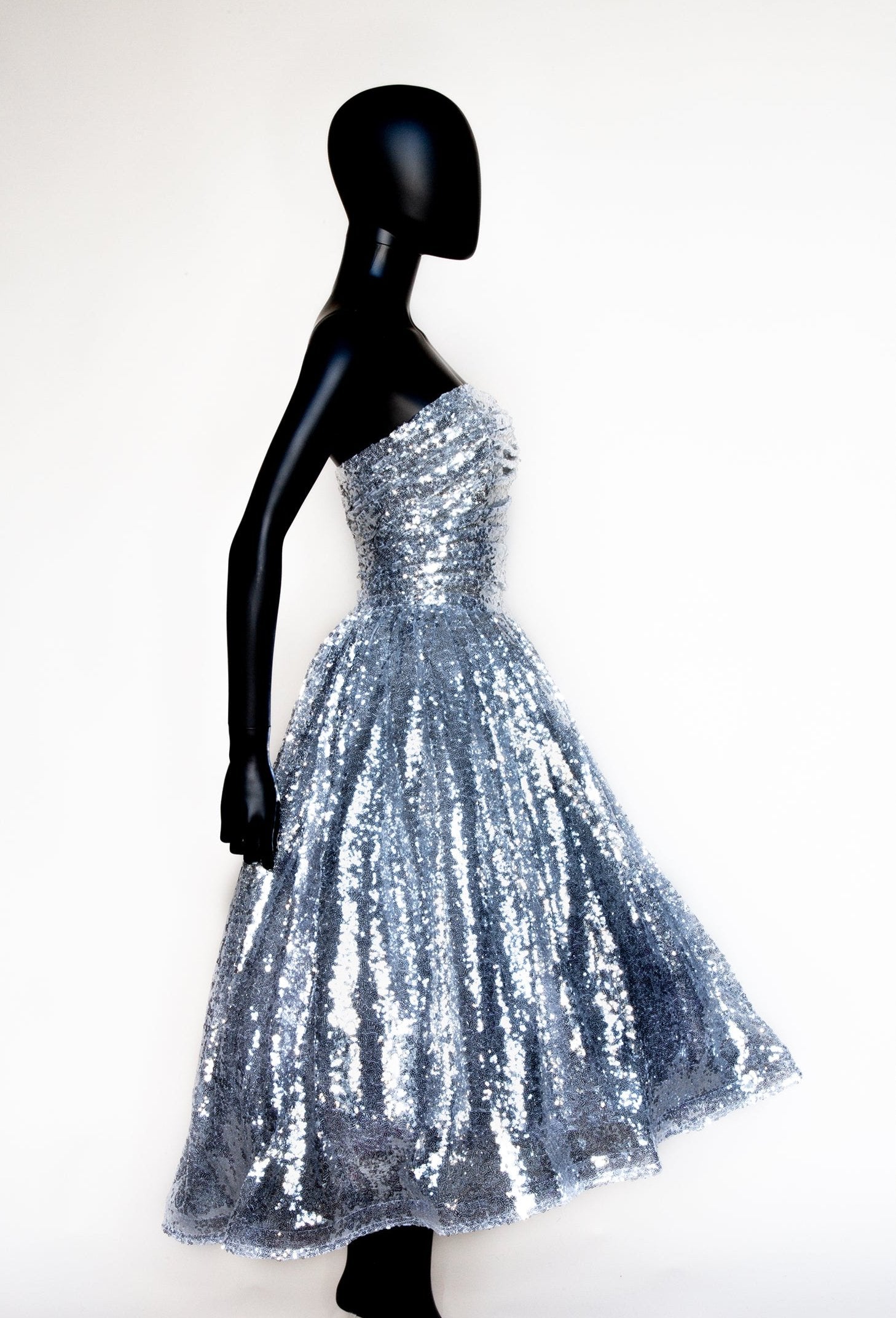 carnivale silver sequin midi dress designed by Alexandra King