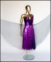 magenta pink sequin tulle midi dress by alexandra king