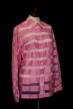 Vintage 1980s Candy Pink White Stripe Silk Blouse