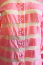 Vintage 1980s Candy Pink White Stripe Silk Blouse
