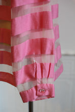 Vintage 1980s Candy Pink White Stripe Silk Blouse