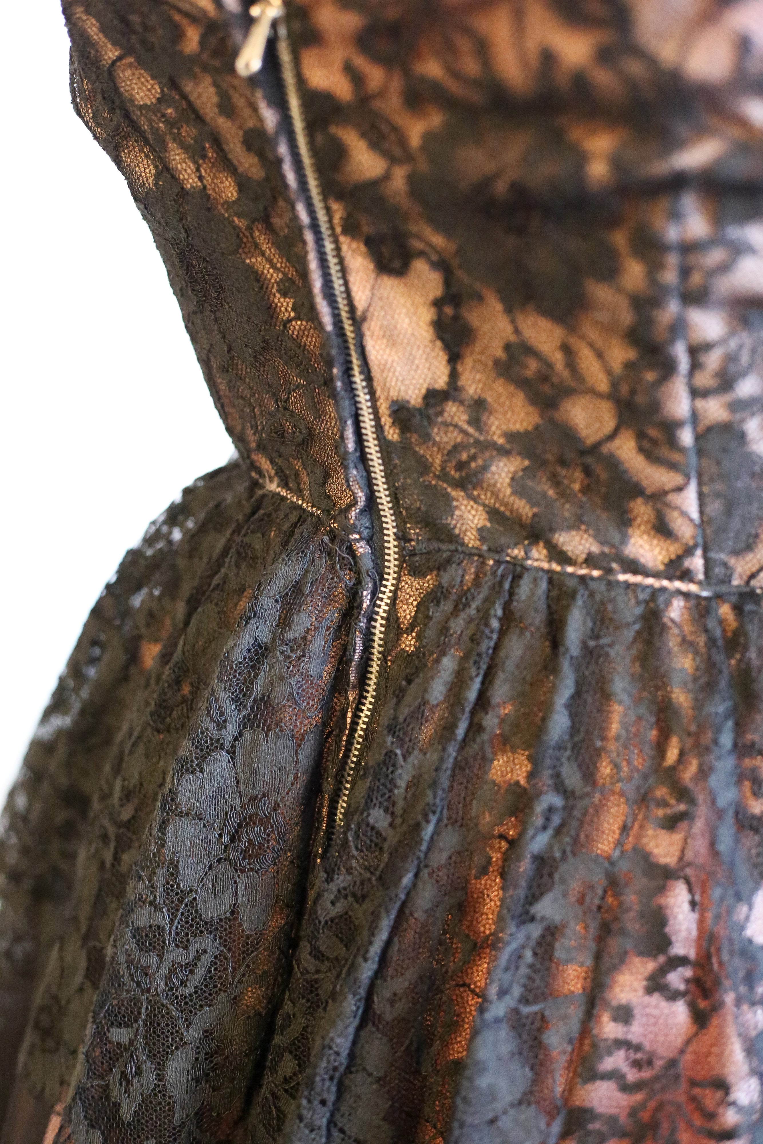 Vintage 1950s Black Pink Lace Tulle Cocktail Dress