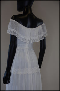 Vintage 1970s White Voile Maxi Dress