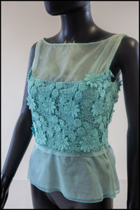 Vintage 1950s Blue Lace Top